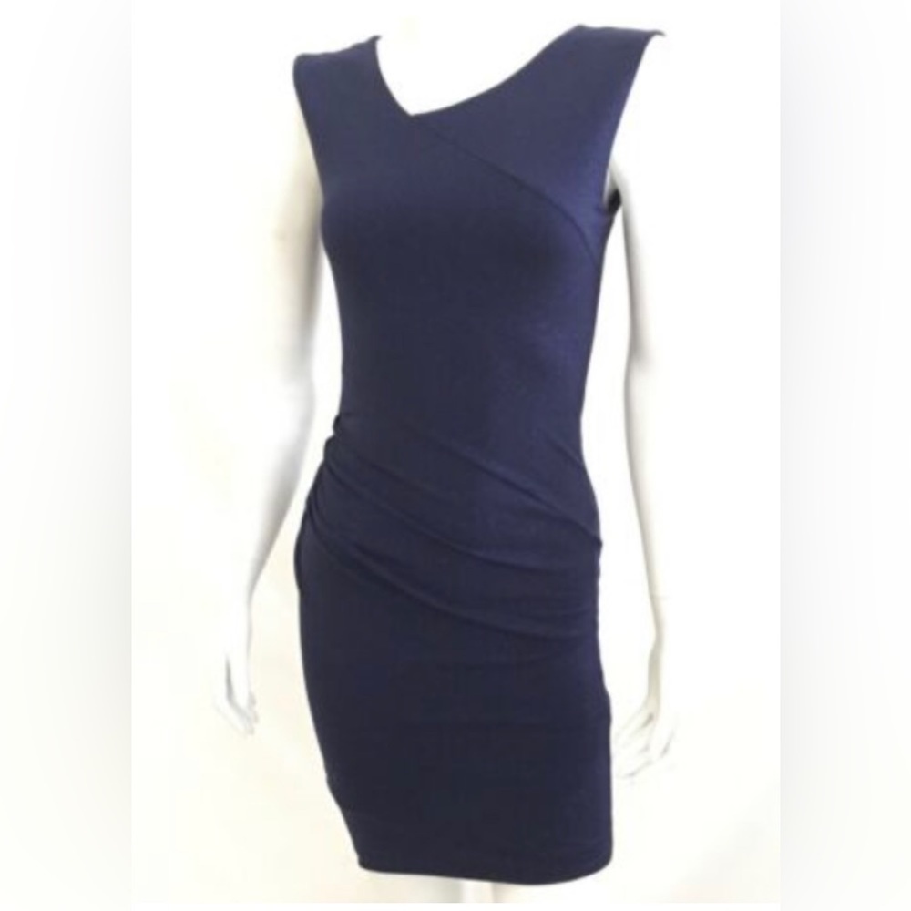 Alice + Olivia NWT midnight blue sparkly dress.   Asymmetrical neckline